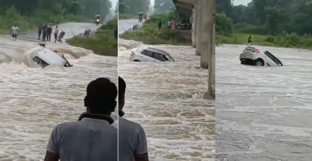 CG NEWS : देखते ही देखते पानी में समा गई कार, तीन लोग बाल-बाल बचे, मौके पर मचा हड़कंप