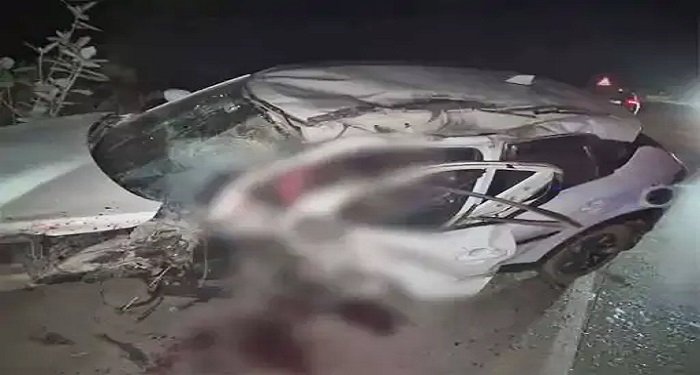 नेशनल हाईवे पर दर्दनाक हादसा, शिक्षक की मौत, कार हुई बुरी तरह क्षतिग्रस्त