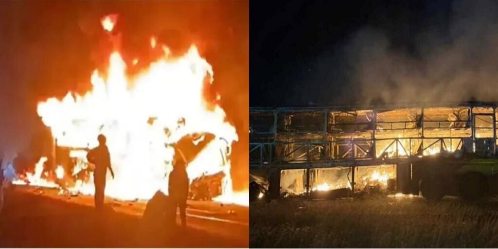 भीषण सड़क हादसा: NH-48 पर लॉरी की प्राइवेट बस से टक्कर, 12 यात्री जिंदा जले, 20 यात्री घायल