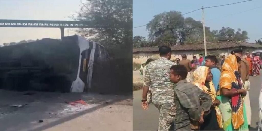 तमनार कोल माइंस विरोध: पुलिस पर पथराव, बसों में आग, कई पुलिसकर्मी घायल