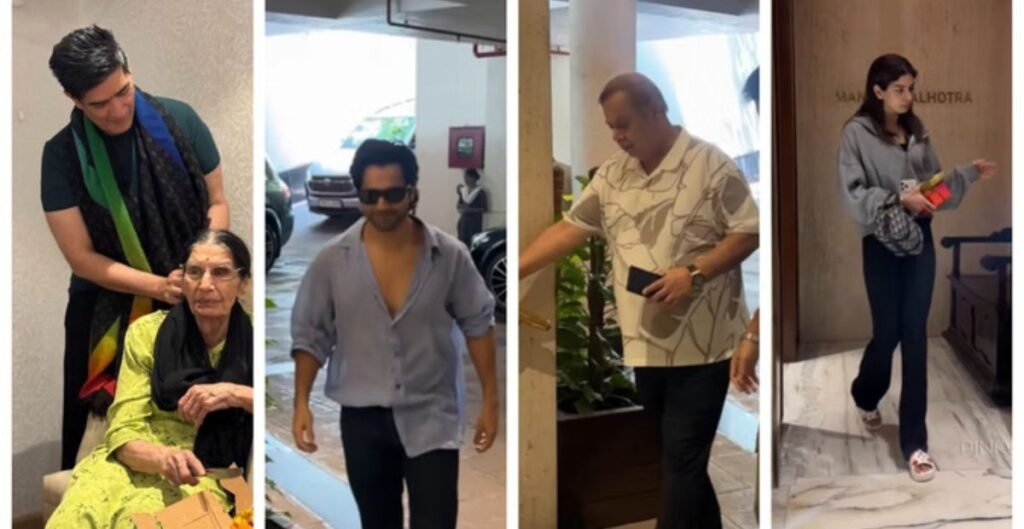 मां के निधन के बाद मनीष मल्होत्रा से मिलने पहुंचे सितारे, पिता डेविड के साथ दिखे वरुण धवन मनीष मल्होत्रा