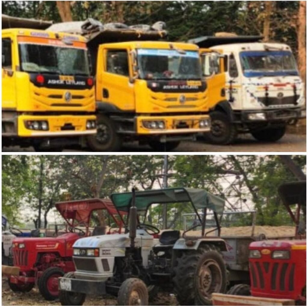 रेत माफिया पर बड़ी मार: खनिज विभाग की सख्त कार्रवाई 27 गाड़ियां जब्त