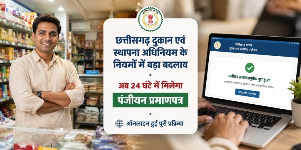 छत्तीसगढ़ में कारोबारियों को बड़ी राहत, दुकान एवं स्थापना पंजीयन प्रमाणपत्र अब 24 घंटे में होगा जारी