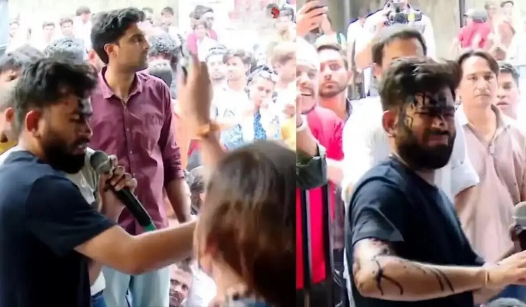 अनशन के बीच अभिजीत दीपके पर स्याही से हमला, जंतर-मंतर पर मचा हंगामा, महिला गिरफ्तार
