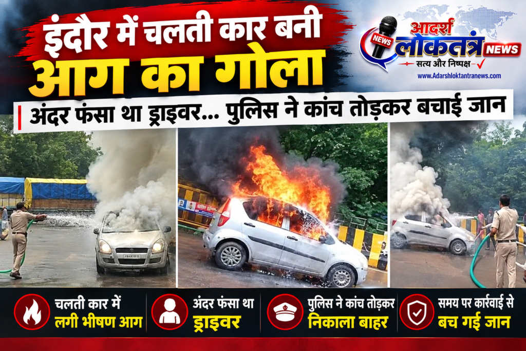 इंदौर में चलती कार बनी आग का गोला