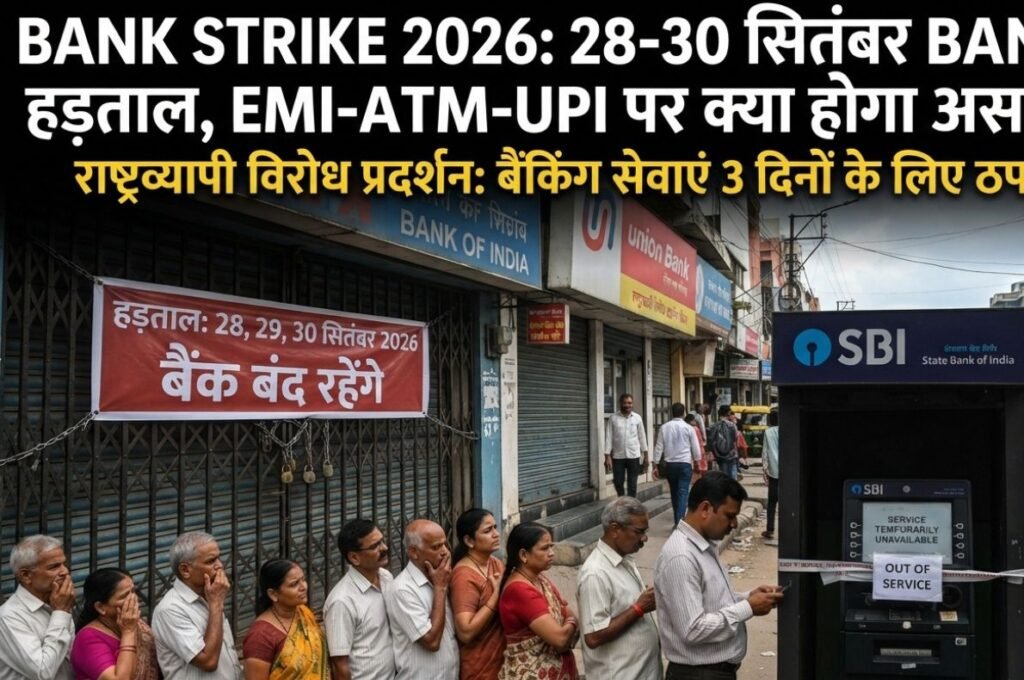 Bank Strike 2026: 28 से 30 सितंबर तक बैंक हड़ताल, EMI-ATM-UPI पर क्या होगा असर? जानें जरूरी बातें