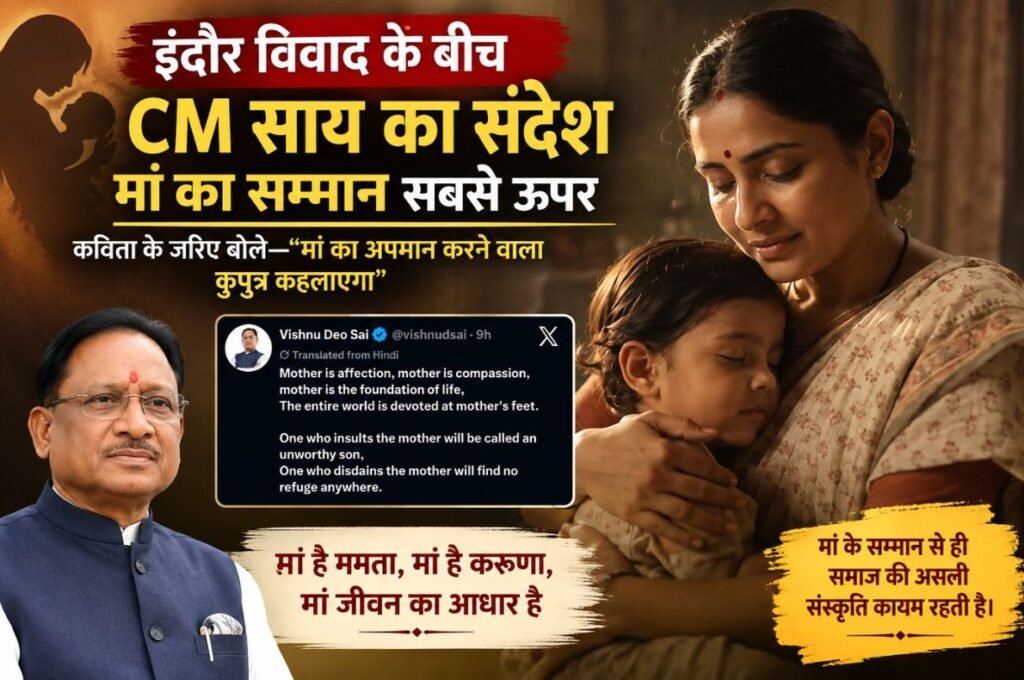 इंदौर विवाद के बीच CM साय का ‘मां’ पर संदेश, कविता से बोले- मां का अपमान करने वाला कुपुत्र कहलाएगा