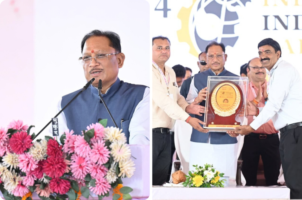 रायपुर में इंडिया इंडस्ट्रियल फेयर-2026 के दौरान औद्योगिक संभावनाओं पर चर्चा करते मुख्यमंत्री विष्णु देव साय।