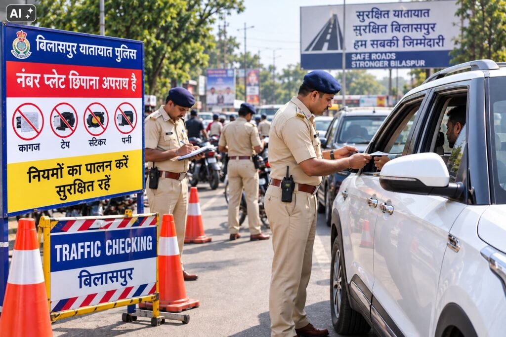 CG Traffic News: बिलासपुर में नंबर प्लेट से छेड़छाड़ पर सख्ती, 724 वाहन चालकों पर कार्रवाई