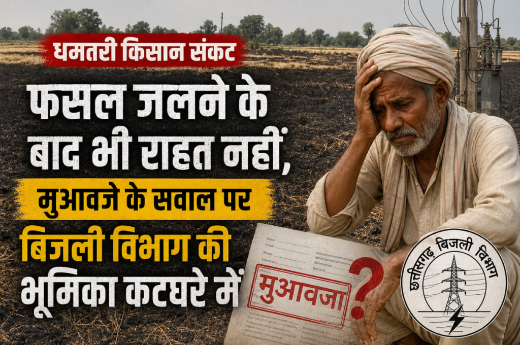 Dhamtari Farmer Crisis: फसल जलने के बाद भी राहत नहीं, मुआवजे के सवाल पर बिजली विभाग की भूमिका कटघरे में