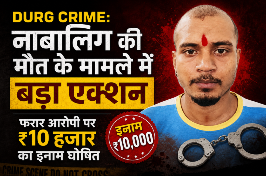 Durg Crime: नाबालिग की मौत के मामले में बड़ा एक्शन, फरार आरोपी पर ₹10 हजार का इनाम घोषित