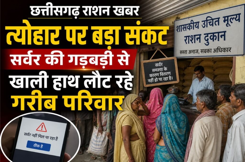 Chhattisgarh Ration News: त्योहार पर बड़ा संकट, सर्वर की गड़बड़ी से खाली हाथ लौट रहे गरीब परिवार