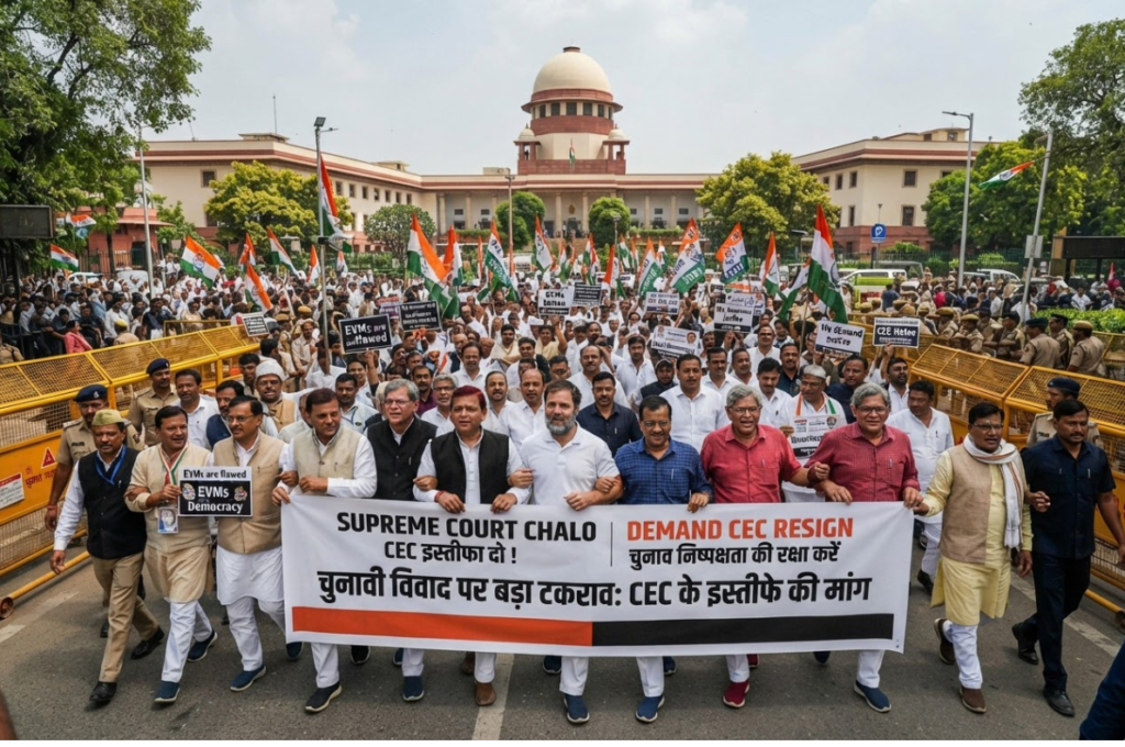 चुनावी विवाद पर बड़ा टकराव: CEC के इस्तीफे की मांग लेकर सुप्रीम कोर्ट की ओर विपक्ष