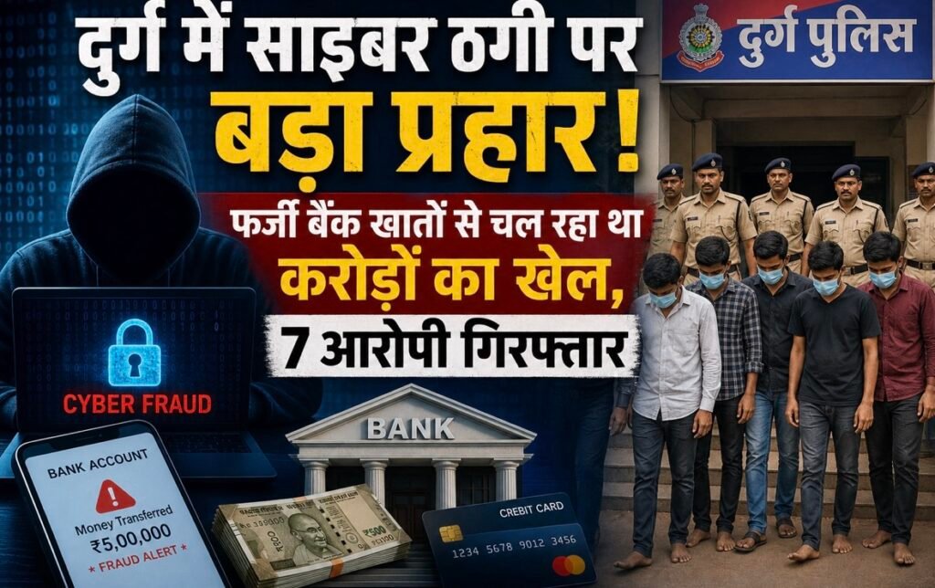 दुर्ग में साइबर ठगी पर बड़ा प्रहार! फर्जी बैंक खातों से चल रहा था करोड़ों का खेल, 7 आरोपी गिरफ्तार