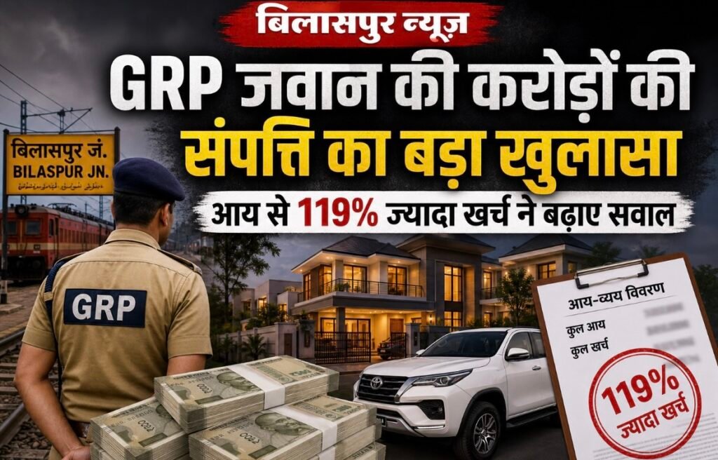 Bilaspur News: GRP जवान की करोड़ों की संपत्ति का बड़ा खुलासा, आय से 119% ज्यादा खर्च ने बढ़ाए सवाल